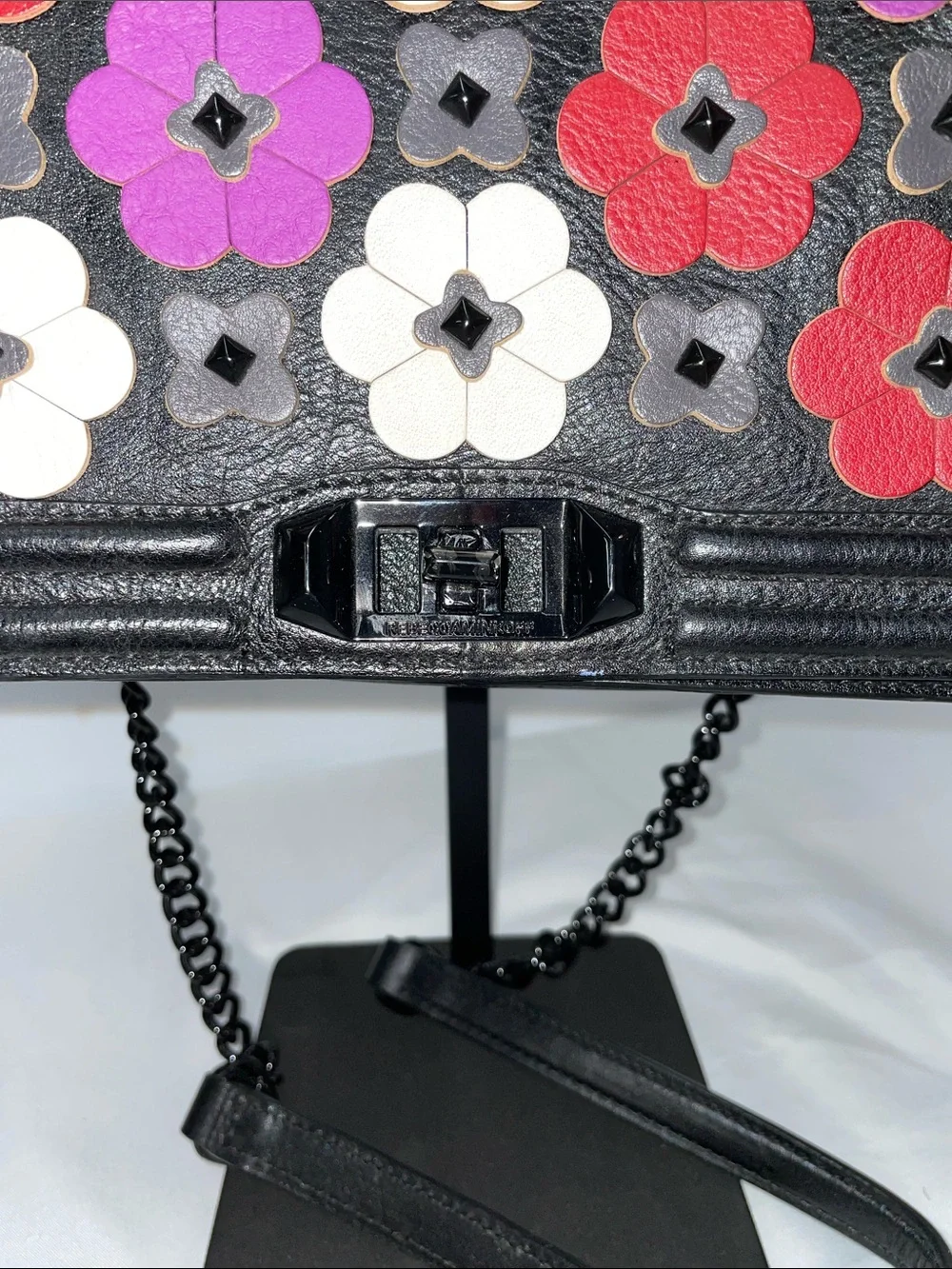 REBECCA MINKOFF LEATHER CROSSBODY BAG WITH LEATHER APPLIQUÉ FLOWERS FTL-07-155